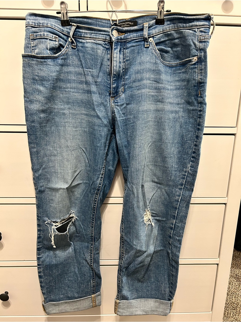 Banana Republic Light Blue Distressed Boyfriend/Girlfriend Jeans